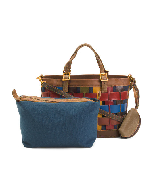 Leather Dorgon Latigo Basket Handbag | TJ Maxx