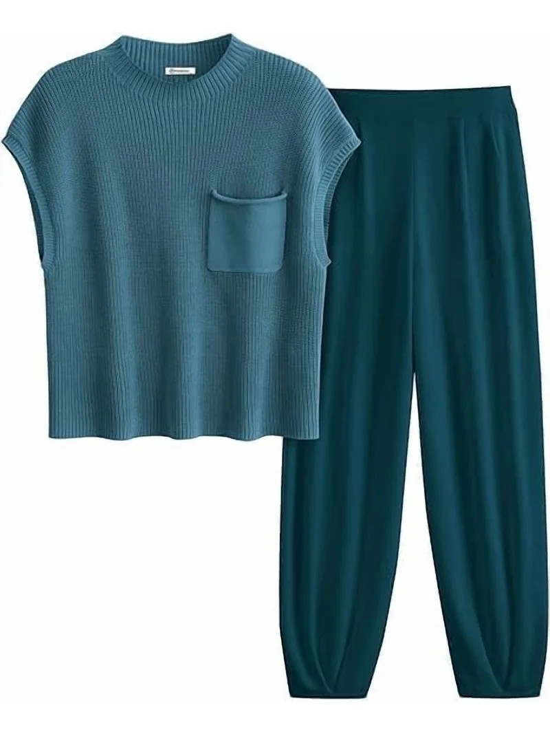 PRETTYGARDEN Womens Two Piece Outfits Sweater Sets Knit Pullover Tops And High Waisted Pants Matc... | Walmart (US)