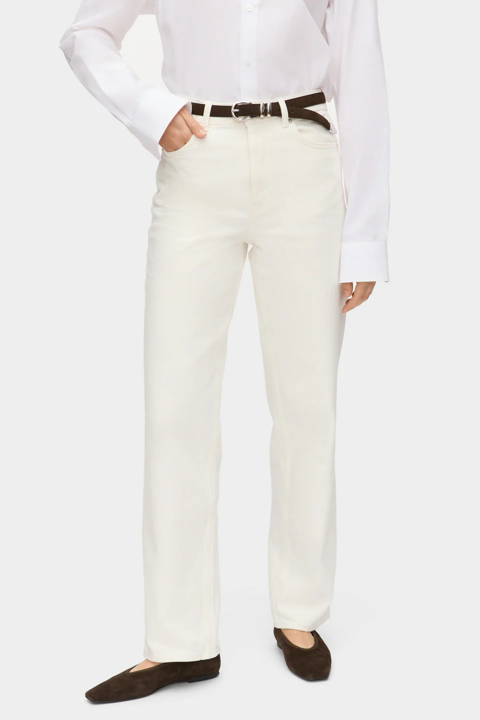 ALIGNE High Rise Straight Leg Jeans - Ecru | ALIGNE UK & EU