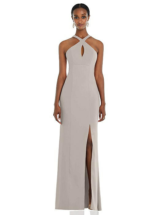 Criss Cross Halter Princess Line Trumpet Gown | The Dessy Group