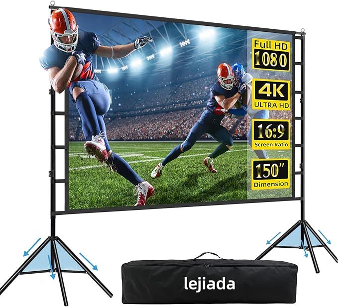 12-Foot Projector Screen and Stand,150 inch Large Indoor Movie Projection Screen 16: 9 Wrinkle-Fr... | Amazon (US)