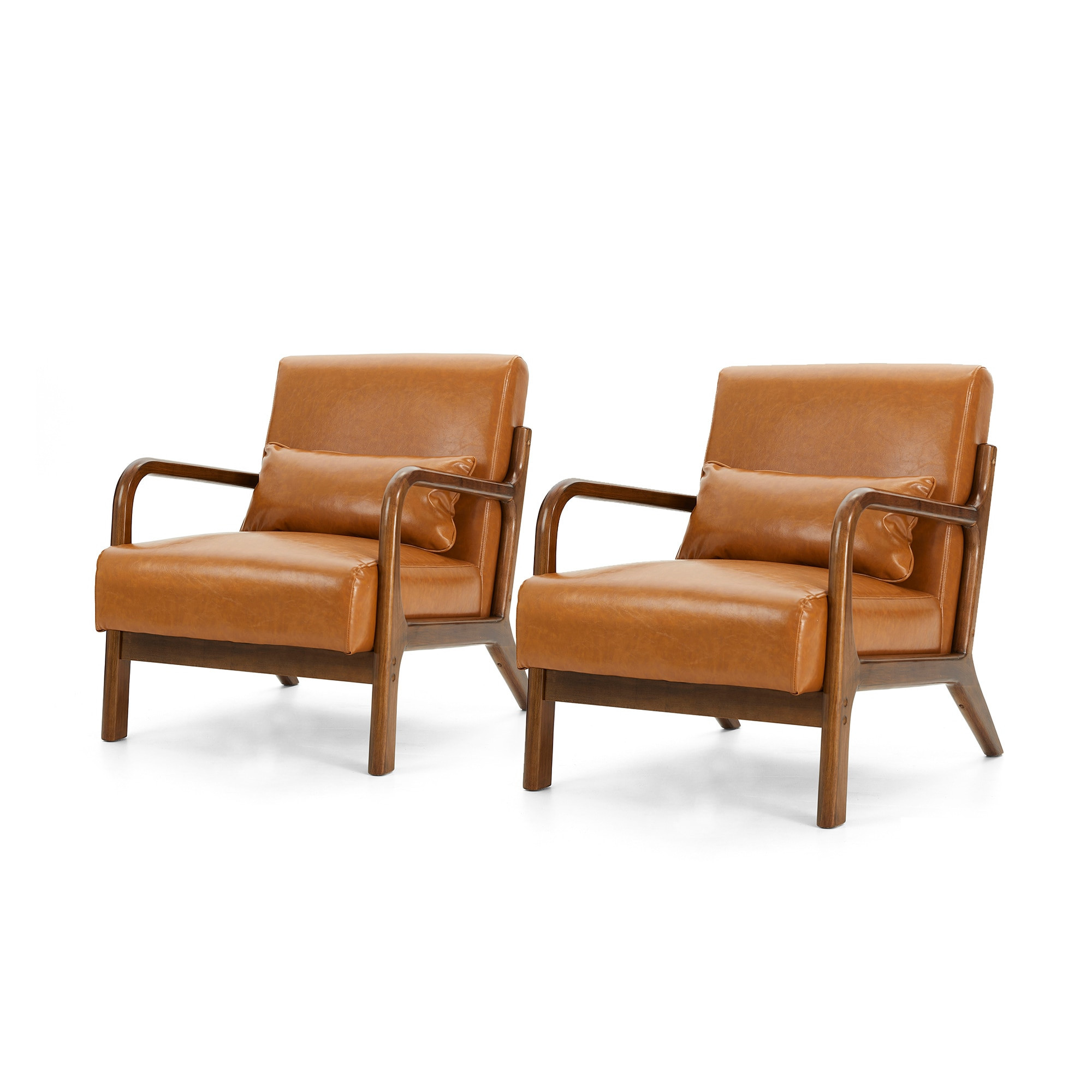 Glitzhome 2 -Pack 33.75-in W Casual Brown Faux leather Accent Armchair | 2000700029 | Lowe's