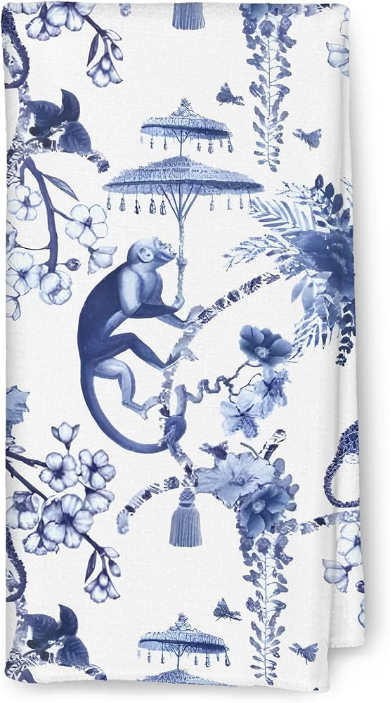 Blue and White Chinoiserie Whimsy Kitchen Towels, Chinoiserie Decor Dish Towels for Kitchen, Blue... | Amazon (US)