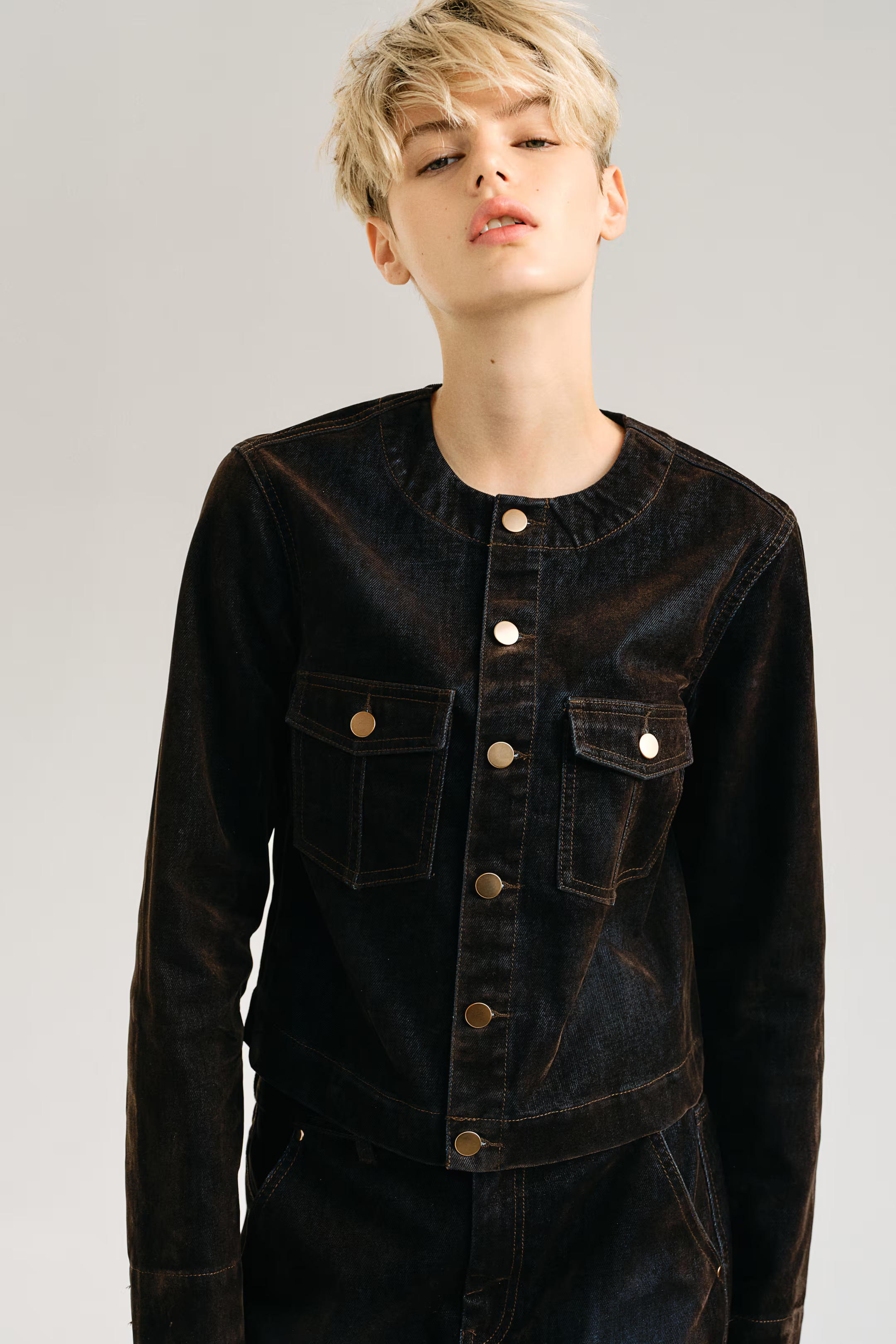 Flocked Denim Jacket - Black - Ladies | H&M US | H&M (US + CA)