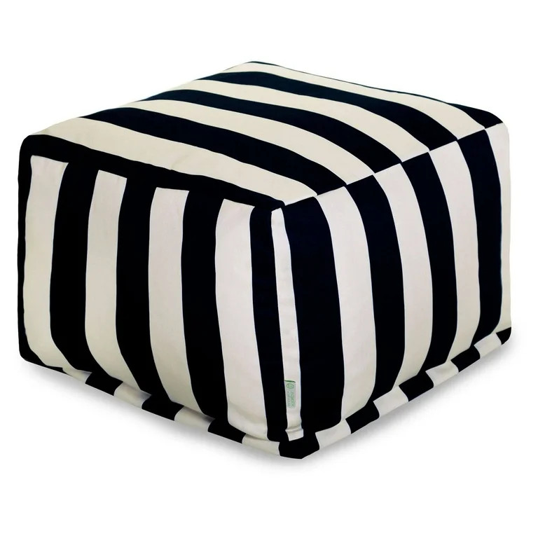 Majestic Home Goods Vertical Stripe Indoor / Outdoor Fabric Ottoman | Walmart (US)