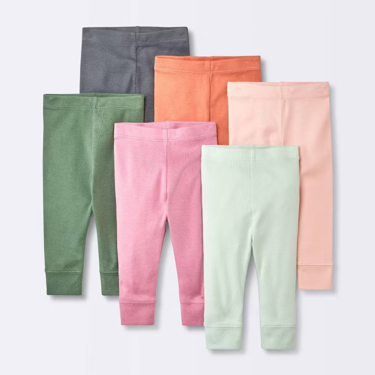 Baby 6pk Basic Pants - Cloud Island™ Coral Orange | Target