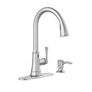 Glacier Bay Hemming Single-Handle Touchless Pull Down Sprayer Kitchen Faucet with Soap Dispenser ... | The Home Depot