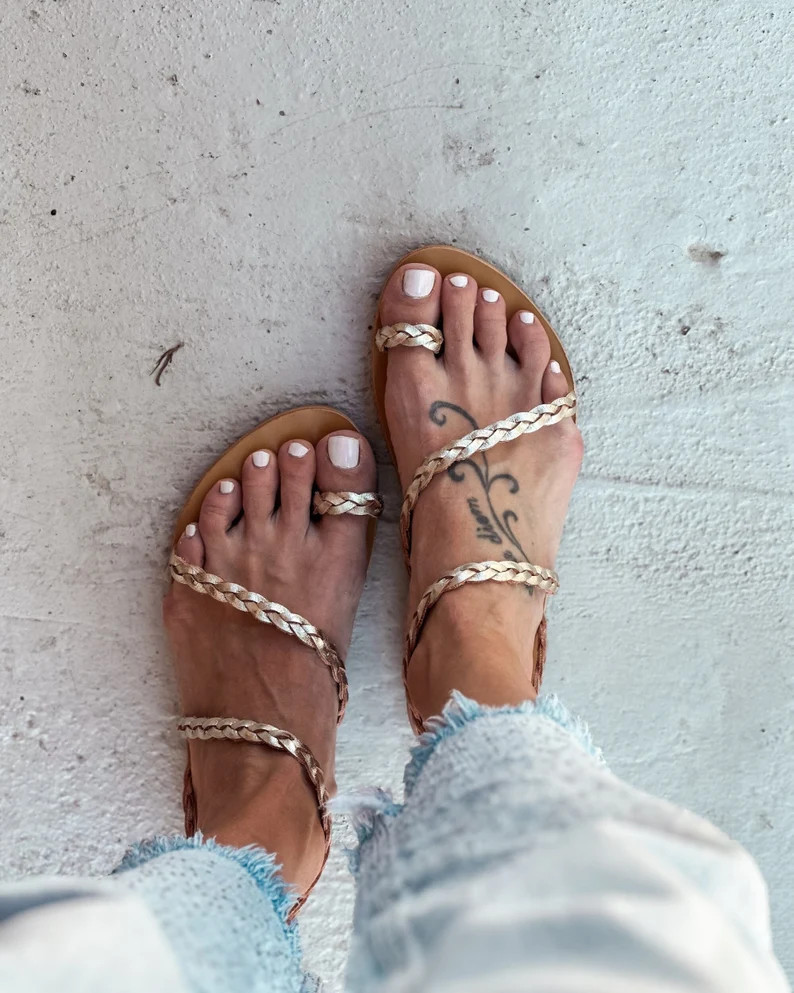 Sandalias de cuero griego para mujer, sandalias de cuero para mujer, sandalias doradas, Griechisc... | Etsy (ES)