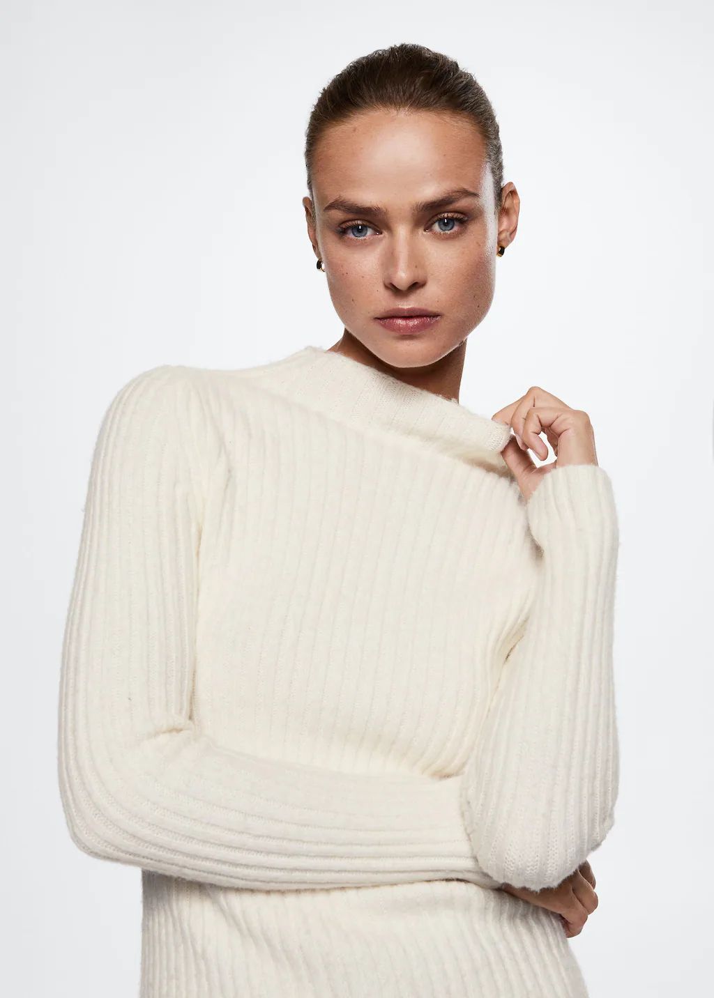 High collar ribbed knit  sweater | MANGO (US)
