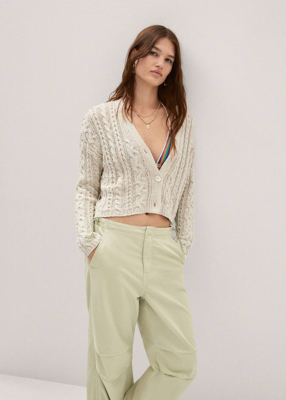 Buttoned knit braided cardigan | MANGO (US)