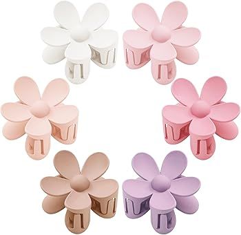 Hair Claw Clips, 6PCS Flower Hair Clips, Large Claw Clips for Women Thick Hair, Big Cute Dasiy Ha... | Amazon (US)