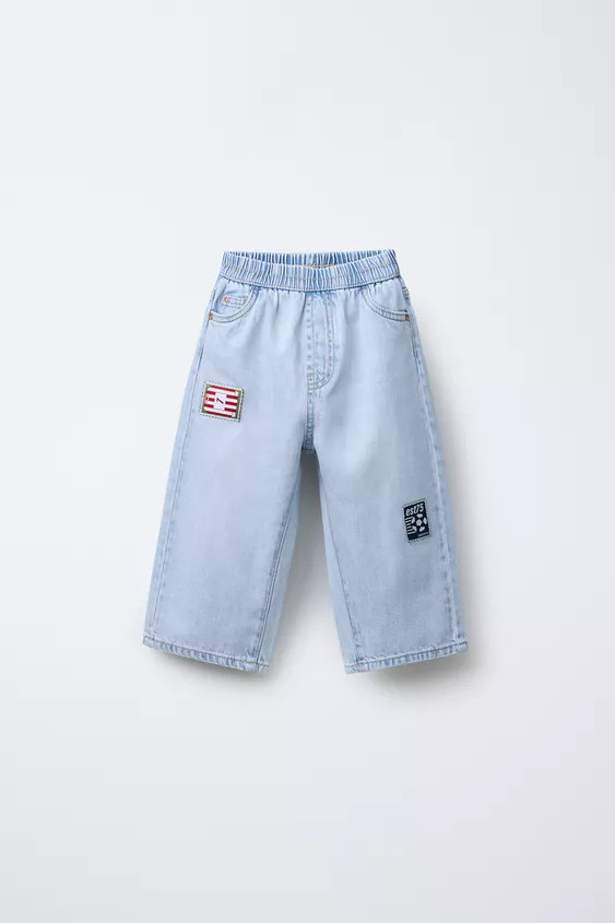 PATCH WIDE LEG JEANS | Zara US