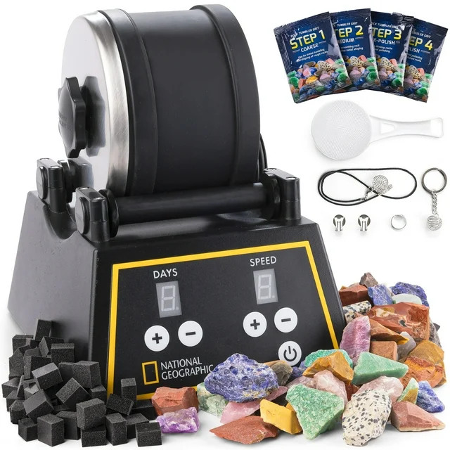 NATIONAL GEOGRAPHIC Professional Rock Tumbler Complete Kit with Jewelry Fastenings | Walmart (US)