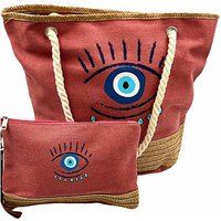 Handmade Evil Eye Shoulder Big Bag Coral For Woman Boho Summer | Etsy (US)