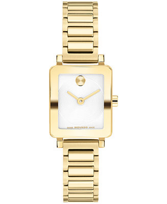 Women's Bold Evolution 2.0 Mini Tank Swiss Quartz Ionic Plated Light Yellow Gold Steel Watch, 20x... | Macy's