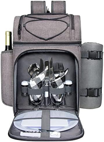 Hap Tim Picnic Basket for 2, 2 Person Picnic Backpack with Wine Holder, Fleece Blanket, Cutlery S... | Amazon (US)