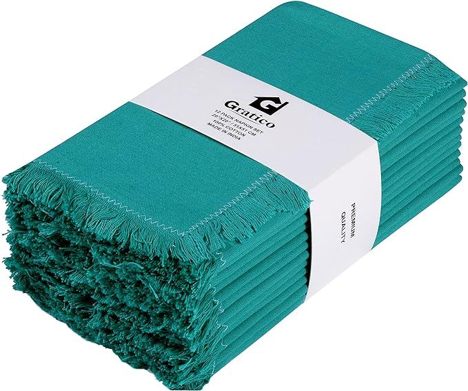[20x20] Cloth Napkins Set of 12 Cotton, Dinner Napkins Cloth Washable, Slub Premium Over Sized Sp... | Amazon (US)
