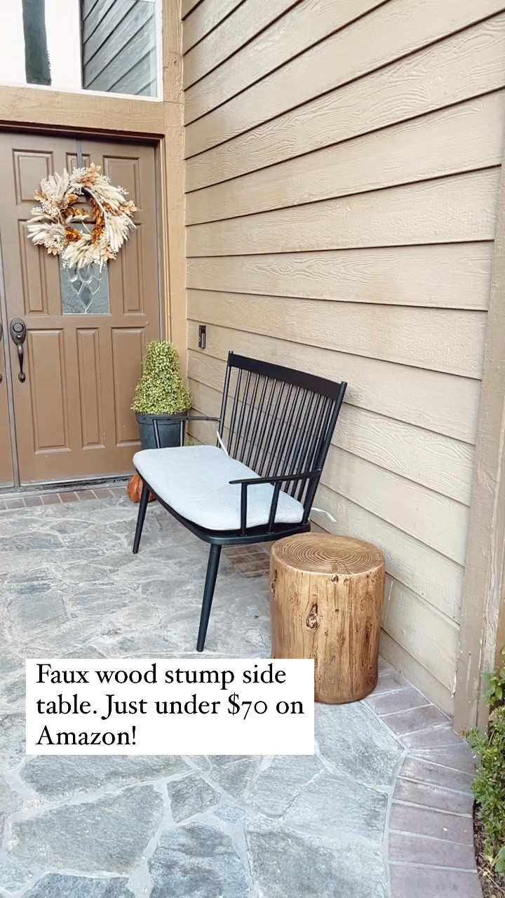 Found this faux wood stump side table on Amazon for $70! 👏🏻 Works for both indoor and outdoor use. 

#patiodecor #porchdecor #sidetable #oitdoortable

#LTKStyleTip #LTKFindsUnder100 #LTKVideo