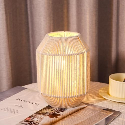 JHY DESIGN Woven Lampshade Table Lamp 8.5" H Cotton Rope Bedside ‌Light‌ Cordless Decorative ... | Amazon (CA)