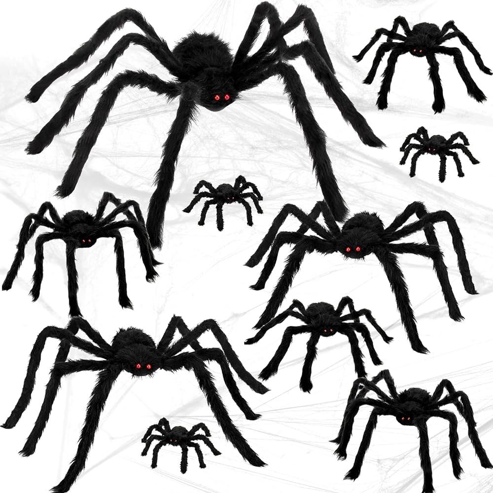 Colovis Halloween Spider Decorations, 10 PCS Assorted Sizes Spiders Outdoor Halloween Decorations... | Amazon (US)