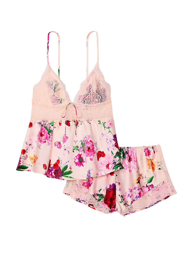 victoria secret stretch lace and chiffon cami set