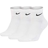 Nike Everyday Cushion Ankle Training Socks (3 Pair), Men's & Women's Ankle Socks with Sweat-Wicking Technology, White/Black, X-Large | Amazon (US)