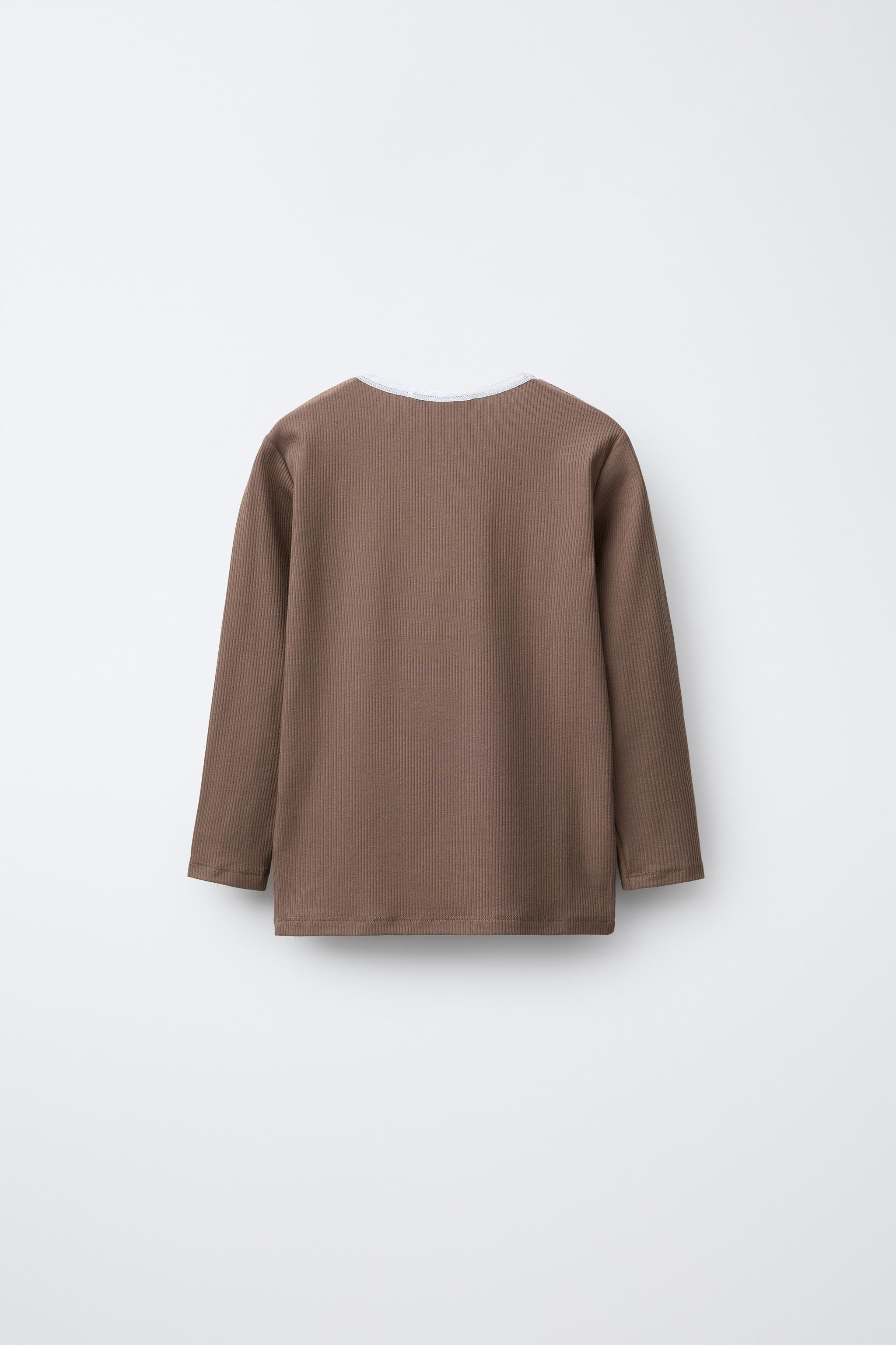 2-6 YEARS / TWO-PACK OF RIBBED LACE TRIM T-SHIRTS | Zara US