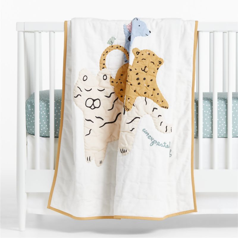 Surprise Friends Animal Organic Cotton Baby Crib Quilt + Reviews | Crate & Kids | Crate & Barrel