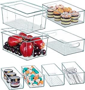 Hudgan Multi-size Stackable Refrigerator/Freezer Organizer Bins Set, Clear Pantry Organization an... | Amazon (US)