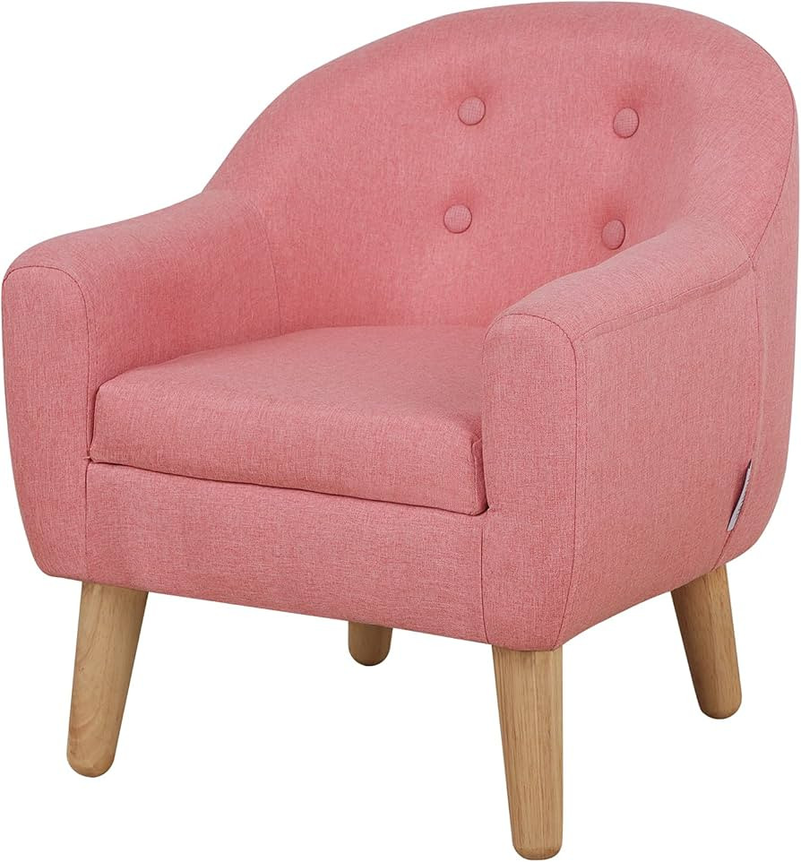 Single Upholstered Kids Sofa Chair, Linen Fabric Toddler Armchair with Wooden Frame & Legs, Ideal... | Amazon (US)