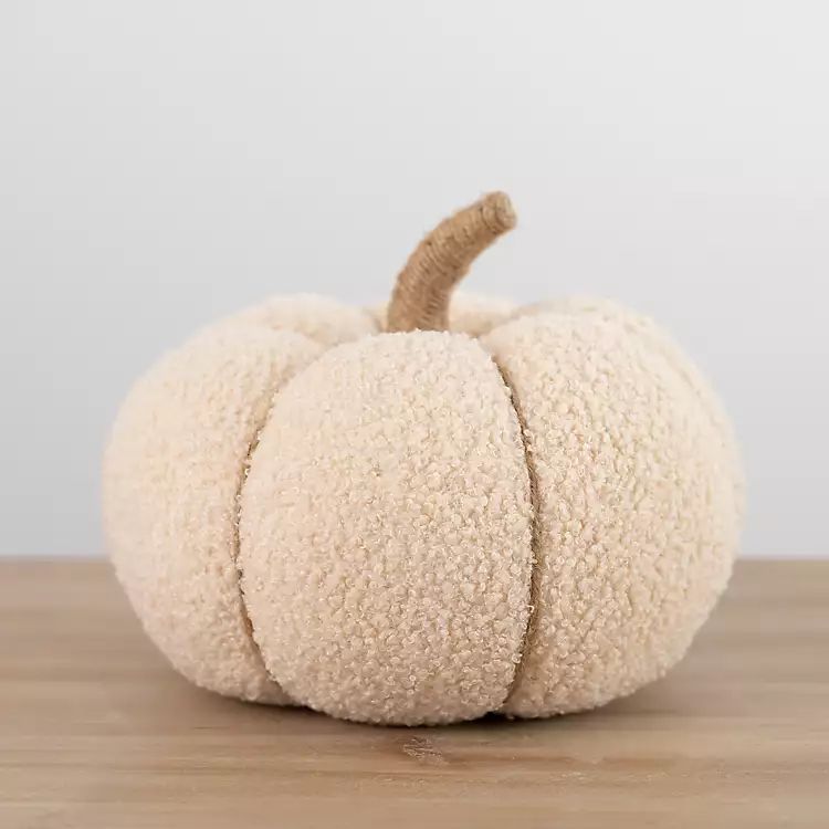 New! Cream Sherpa Harvest Plush Pumpkin, 7.5 in. | Kirkland's Home