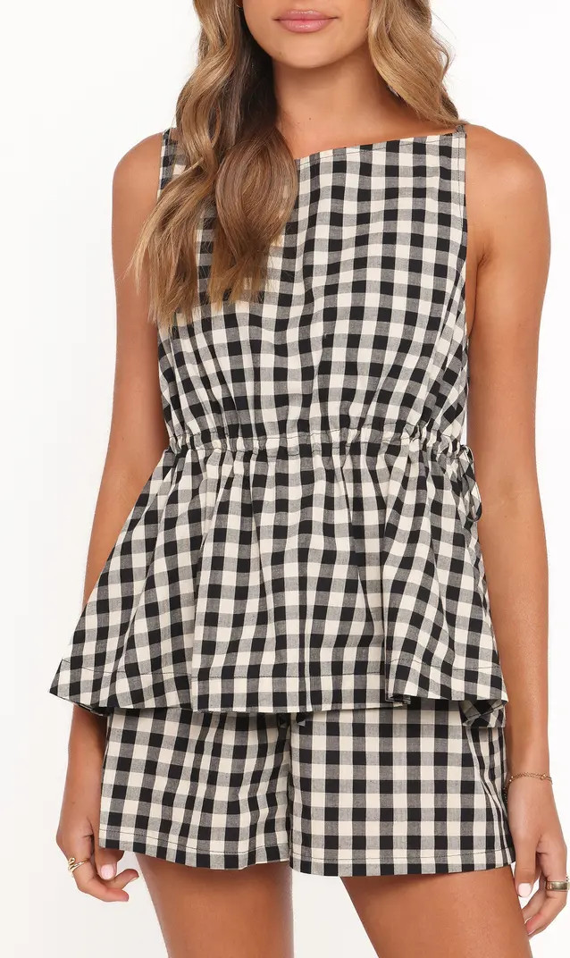 Rory Gingham Cotton Peplum Tank | Nordstrom