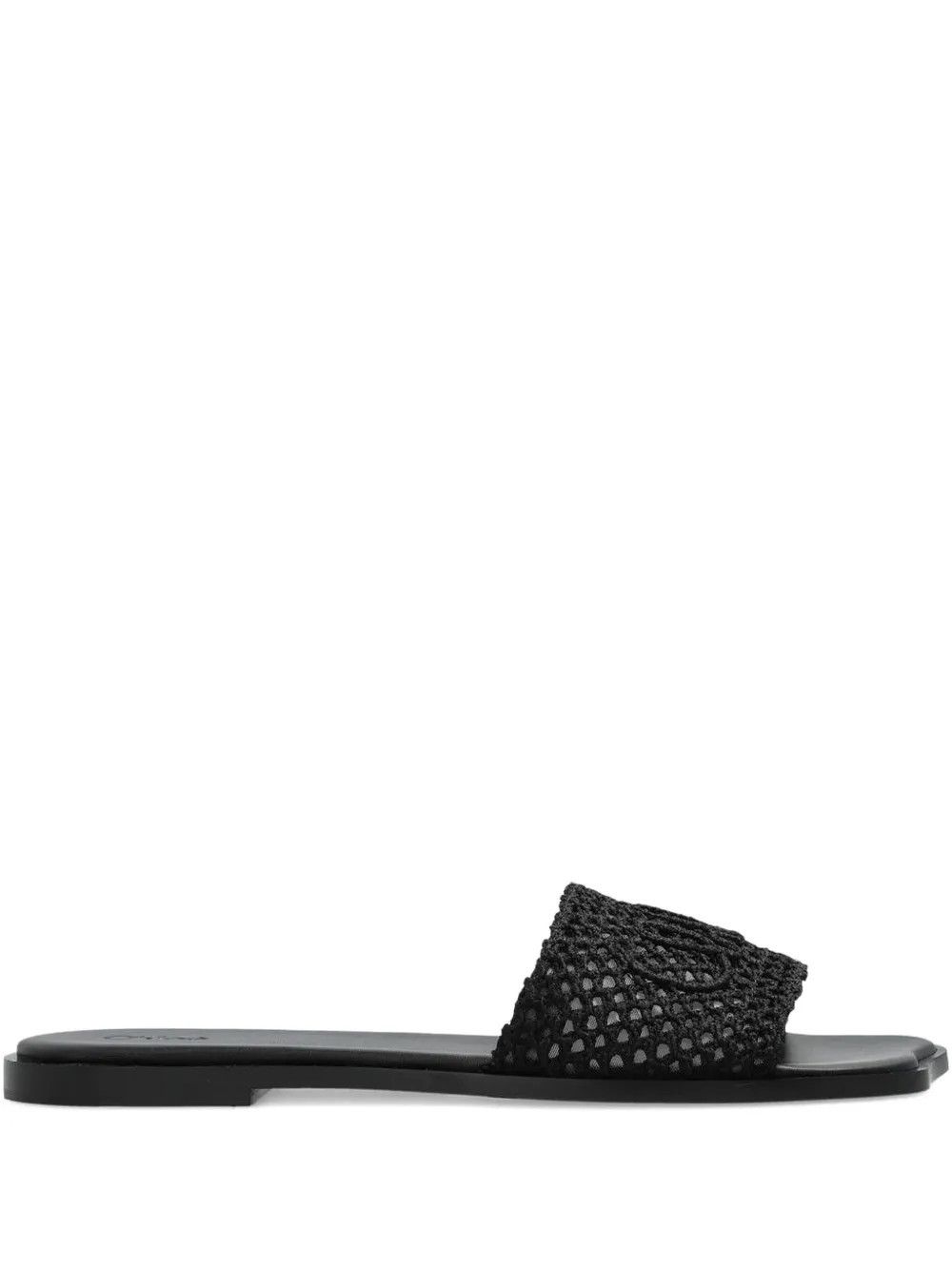 Chloé crochet-effect flat sandals - Black | Farfetch Global