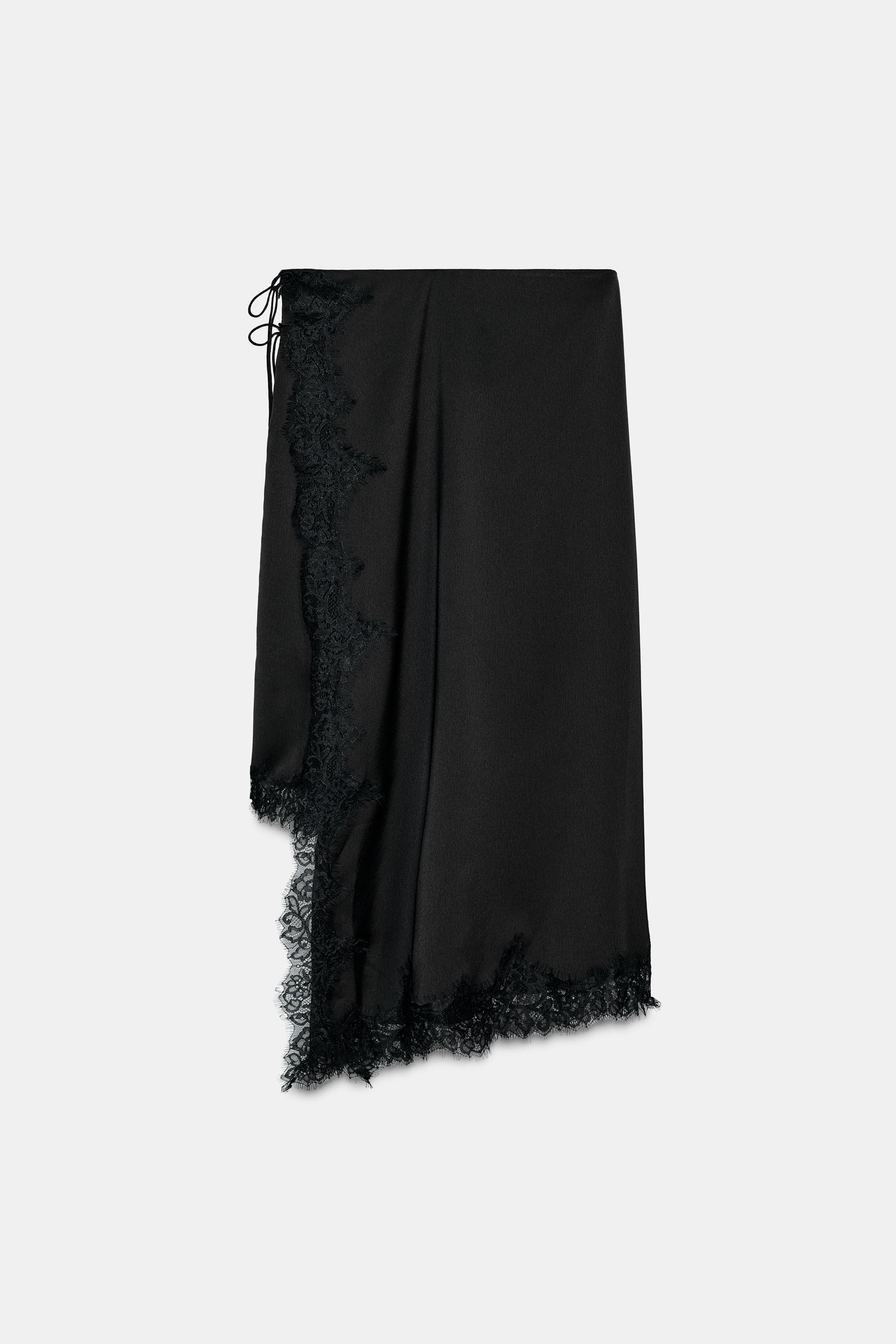 SATIN EFFECT LACE SKIRT ZW COLLECTION | Zara US