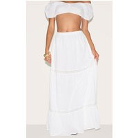 White Broderie Floaty Maxi Skirt | PrettyLittleThing US