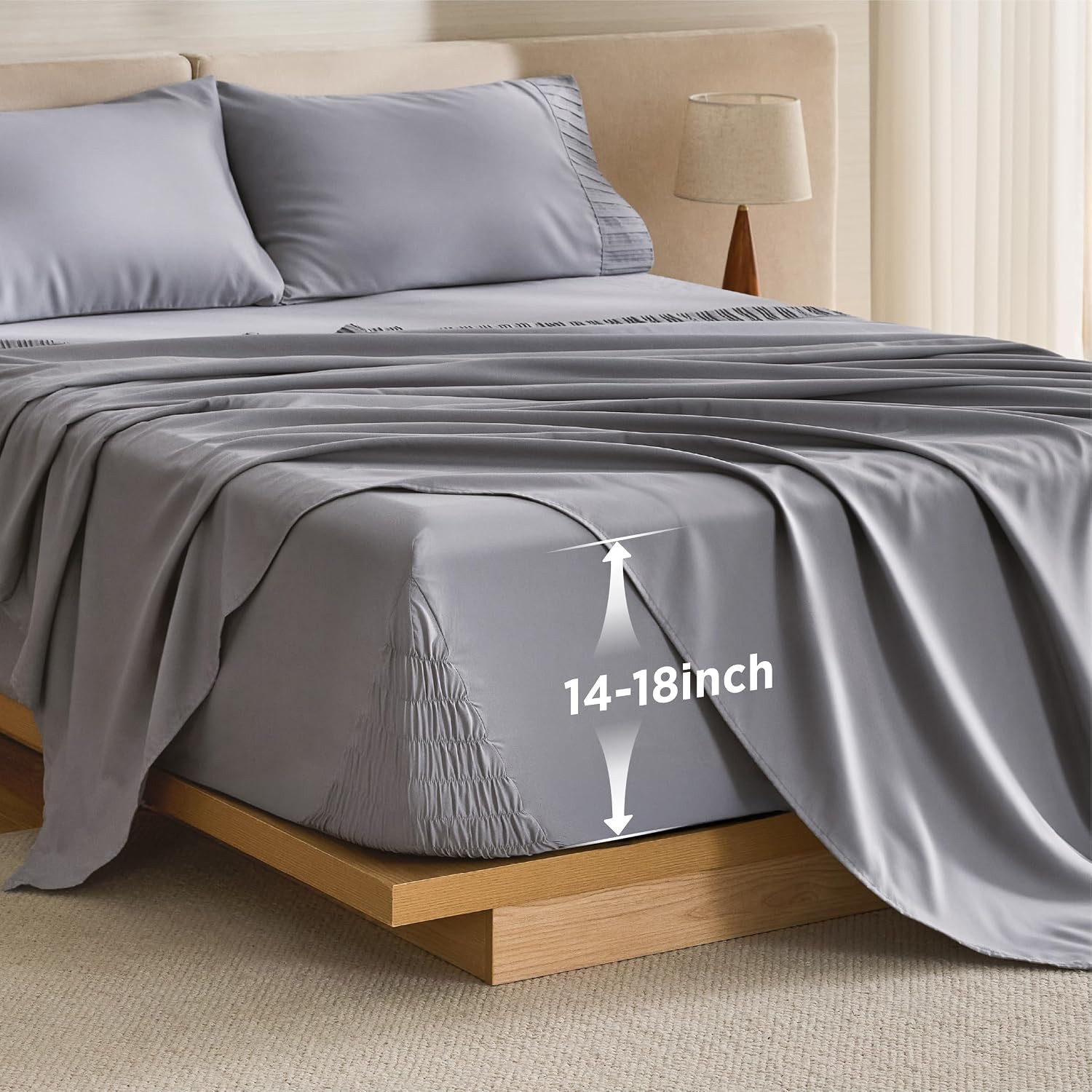 Bedsure Stay Put Deep Pocket King Sheets, Non Slip for Mattresses Up to 18" | Amazon (US)