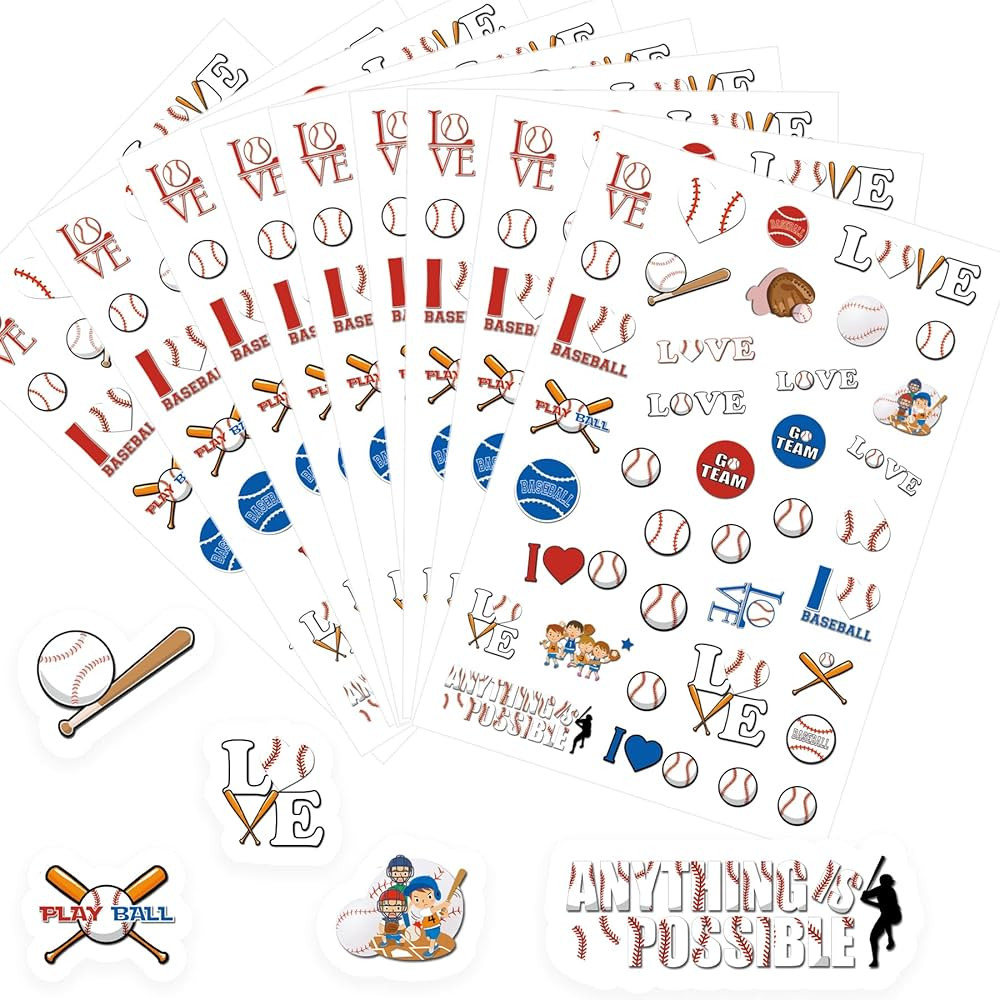 912PCS Baseball Themed Paper Stickers\uff0cSports/Baseball Party Favors Decorations Supplies Good... | Amazon (US)