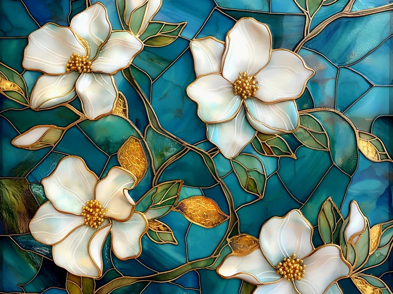 White Flowers Ceramic Tile Backsplash. - Etsy | Etsy (US)