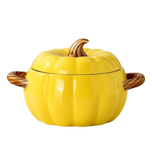 Dutch Oven Pot with Lid, Pumpkin Pottery Dessert Saucepan, Mini Baking Dish Cute Pumpkin Bowl, Covered Dutch Oven Ceramic Stockpot, Pumpkins-Shaped Casserole (Yellow) | Amazon (US)