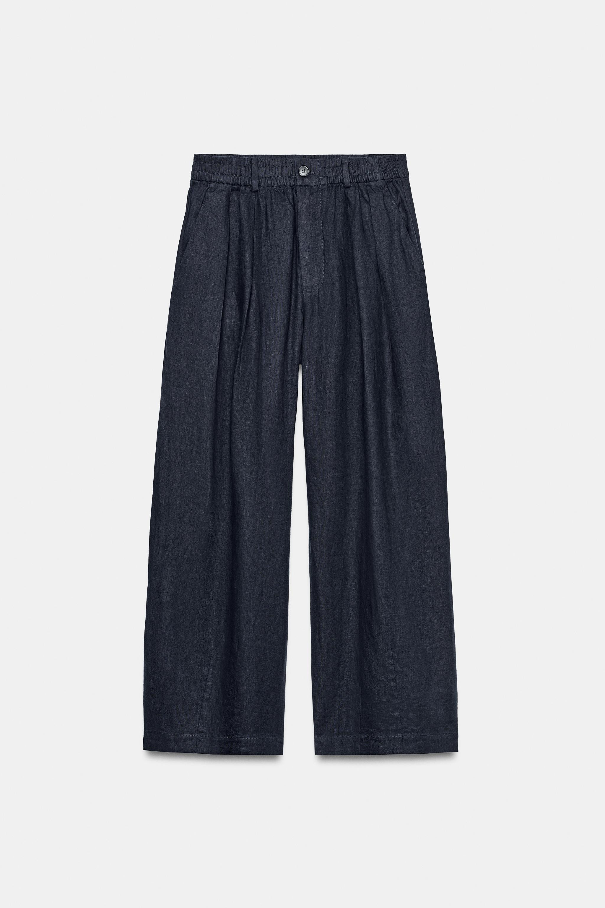 ZW COLLECTION LINEN PLEATED PANTS | Zara US