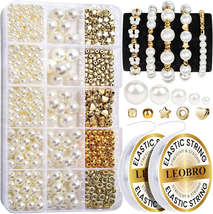LEOBRO Pearl Beads for Bracelets, 720PCS Bracelet Making Kit for Adult, Bracelet Bead Kits, Small... | Amazon (US)