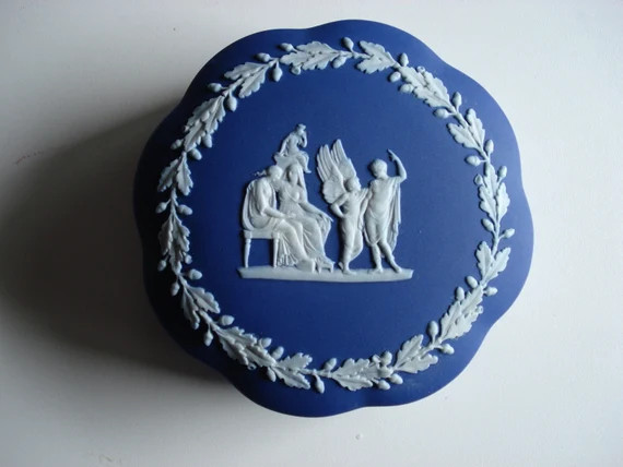 Antique Wedgwood Blue Dip Scalloped Daedalus Covered Trinket | Etsy | Etsy (US)