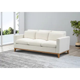 Abbyson Rosetta Mid Century Modern Upholstered Sofa with Wood Base | Bed Bath & Beyond