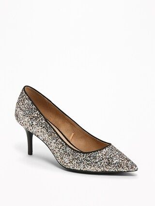 Old Navy Womens Classic Glitter Pumps For Women Silver Glitter Size 10 | Old Navy US