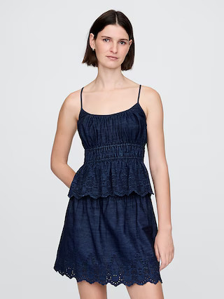 Smocked Eyelet Denim Cami | Gap (US)