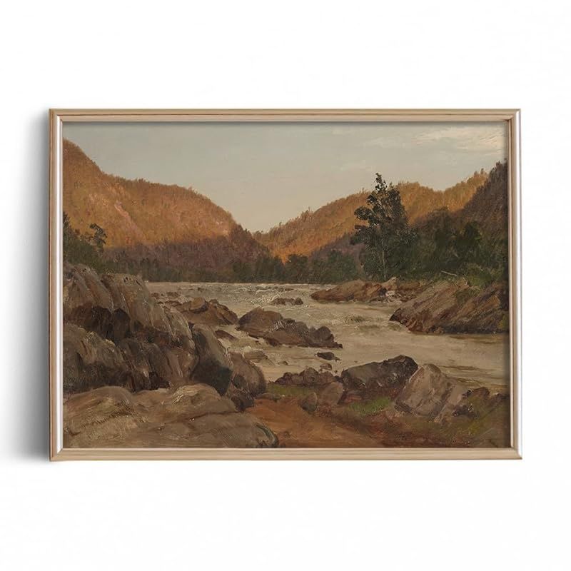 Rustic Farmhouse Wall Art Decor - 11x14" - Fall Autumn Lake River Nature - Boho Art Deco Landscap... | Amazon (US)