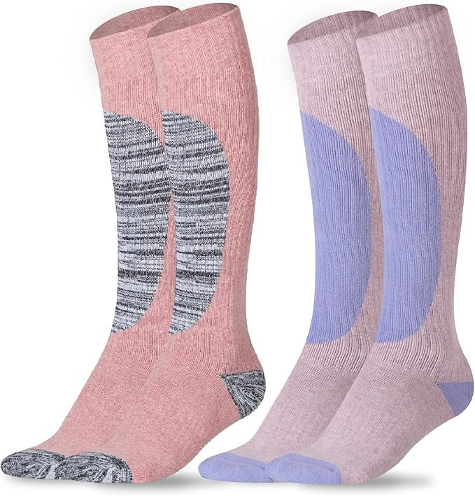 Ski Socks for Women's Skiing, Snowboarding, Outdoor Sports,2 Pack, Winter Performance Socks | Amazon (US)