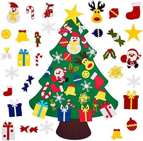 Amazon.com: Abakuku 3FT DIY Felt Christmas Tree for Kids with 31pcs Detachable Ornaments,Wall Han... | Amazon (US)