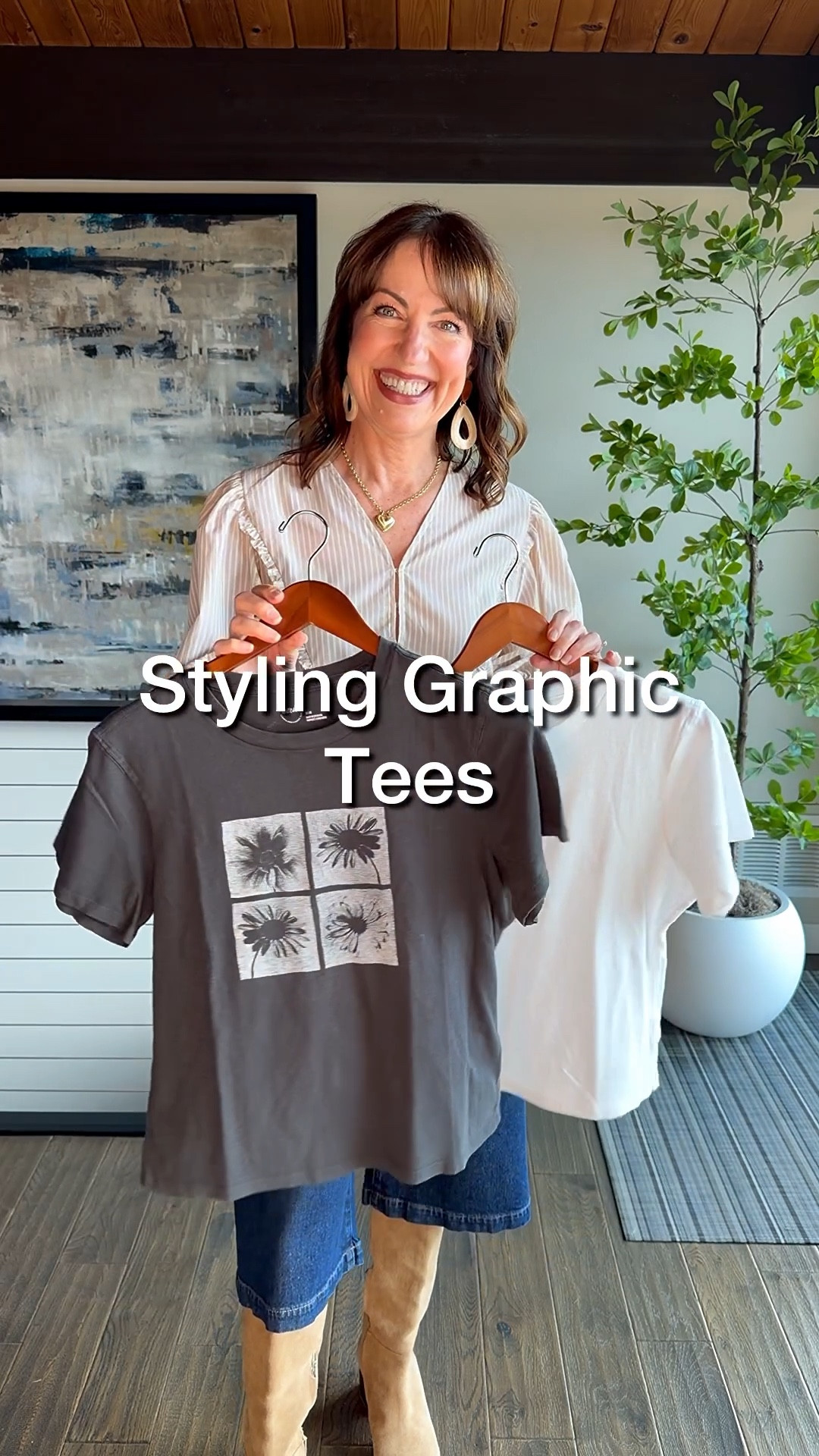 Comment SHOP for links!🔗
When you find a graphic tee with:
-the right colors 
-a message or print that resonates with you
- the right fit
We get it! It’s a low cost item that opens up fun styling possibilities, especially as we transition to spring! These cute tees are less than $20.00 and they come in 13 colors and prints! I sized up for a looser fit. It’s fun to have a light and a dark tee to mix with cardigans and jackets. I love the olive print on this white one! 
How to Shop: 🛍️
-Comment SHOP for links!
-Click the link in our bio to shop
-Watch our stories for links!

Aerie, graphic tee, olive print, barrel jeans, gray jeans, wide leg jeans, faux leather jacket, short sleeve cardigan 

#LTKOver40 #LTKSaleAlert #LTKootd