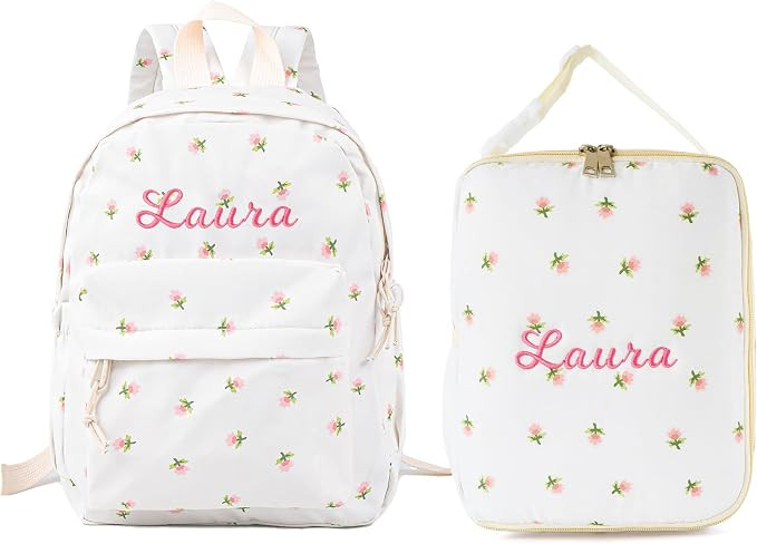 Floral Backpack Set Personalized Daycare Backpack with Lunch Bag Custom Daycare Backpack Lunch Bo... | Amazon (US)